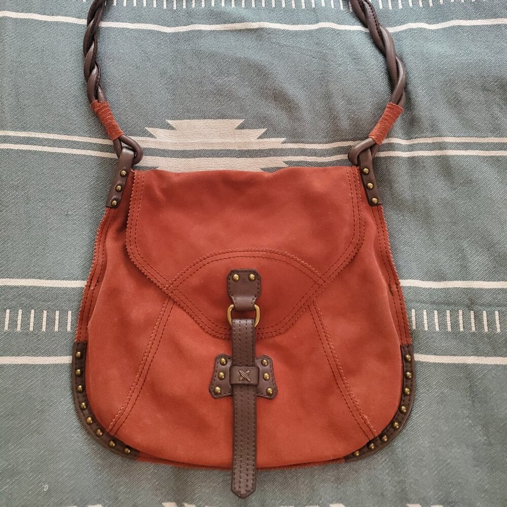 Lucky Brand Burnt Orange Suede  Shoulder Purse